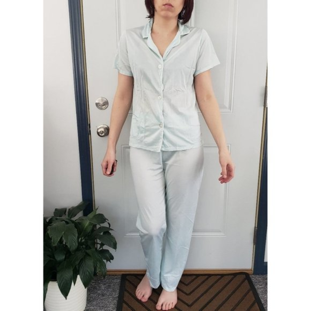 Vintage Baby Blue Satin Pajamas